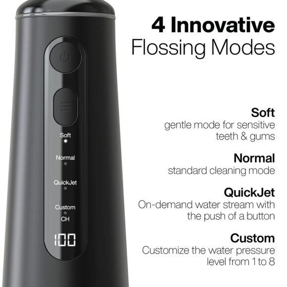 NIB Aquasonic Elite Rechargeable Water Flosser Oral Irrigator in Black - Picture 4 of 10